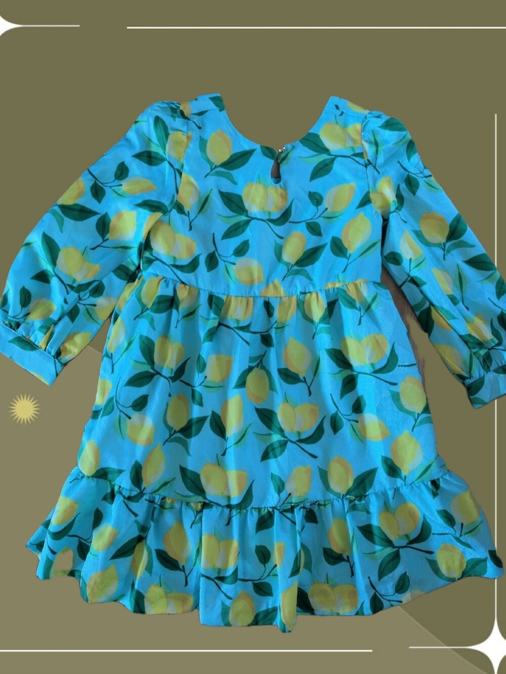✨ Nwt Janie And Jack Long Sleeve Lemon Print Dress Girls Size 6